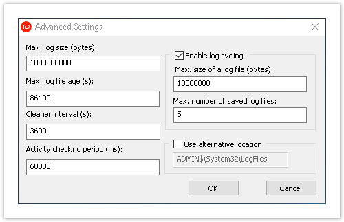 Indeed Certificate Manager 5.7.0 Documentation > Getting client logs > advancedsettings.png