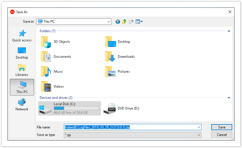 Indeed Certificate Manager 5.7.0 Documentation > Getting client logs > logsaving.png