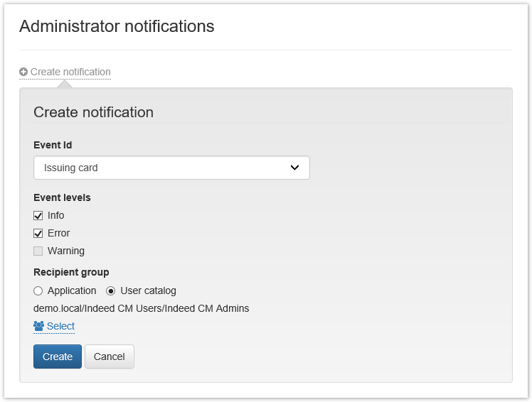 Indeed Certificate Manager 5.7.0 Documentation > Administrator notifications > createadminnotification.png