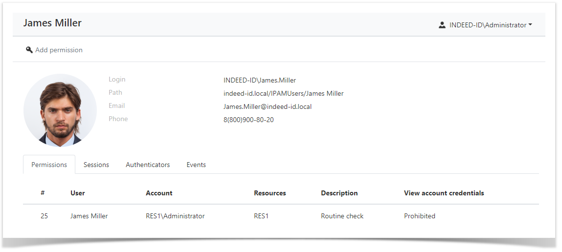 Indeed Privileged Access Manager 2.0 EN Documentation > Users > usersProfile.png