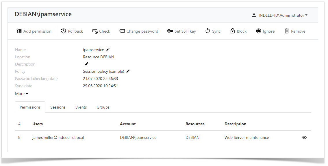 Indeed Privileged Access Manager 2.2 Documentation > Accounts > AccountProfile.png